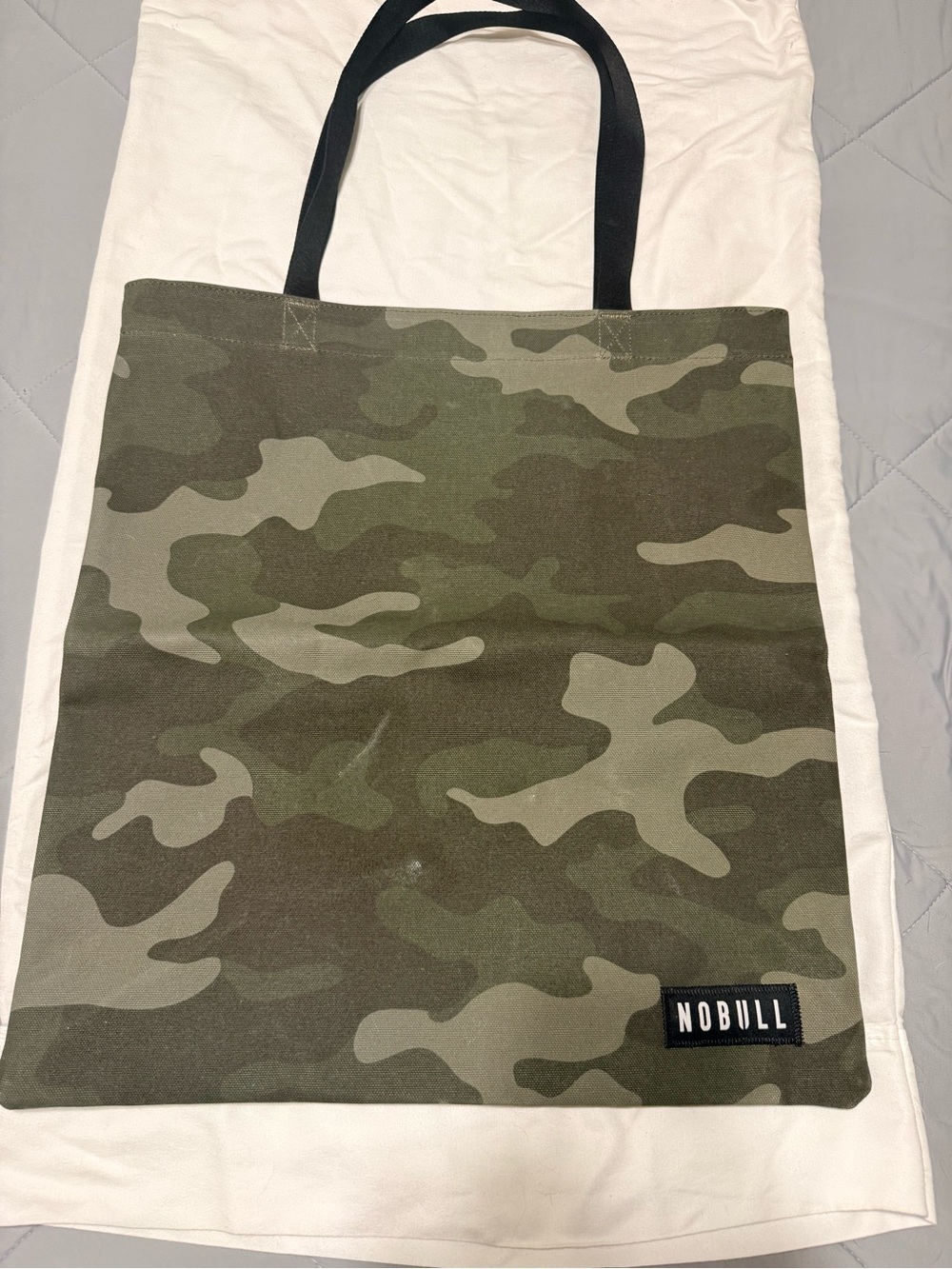 NOBULL Olive Green Camo Messenger Tote with Black Straps